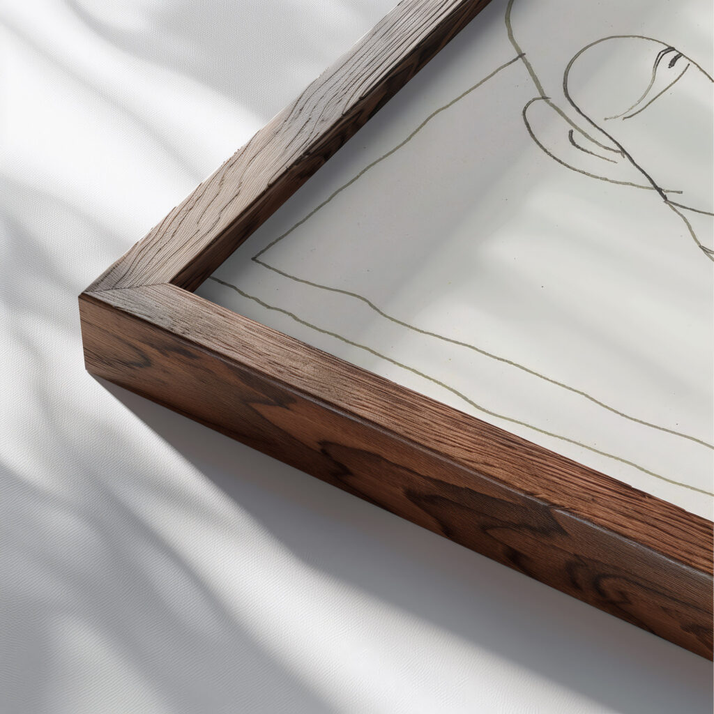 Mannenkop boven drie kragen van voren gezien 1943 12 22 Samuel Jessurun de Mesquita close up dark wood mockup