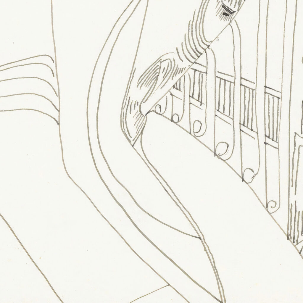 Mannenkop met snor en baard in profiel naar rechts 1943 12 23 Samuel Jessurun de Mesquita 8 mockup