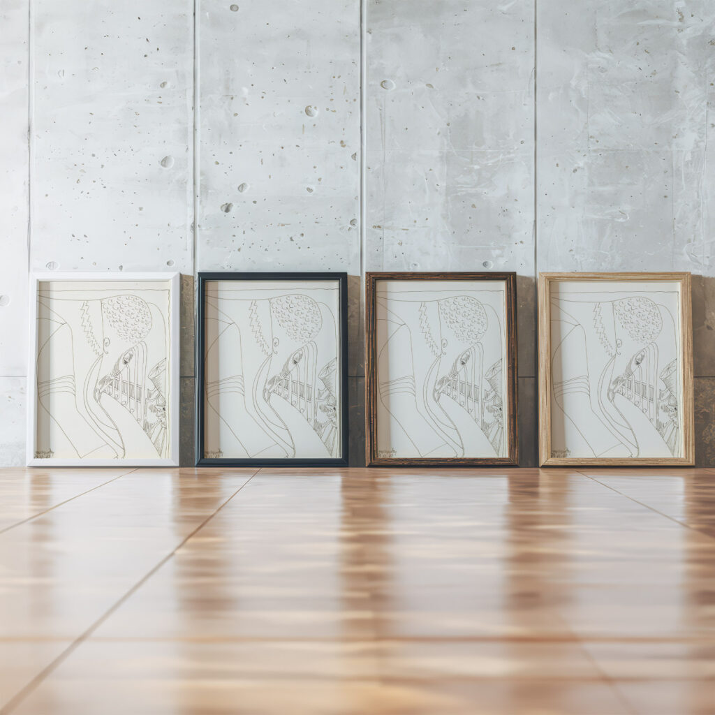 Mannenkop met snor en baard in profiel naar rechts 1943 12 23 Samuel Jessurun de Mesquita framed posters mockup