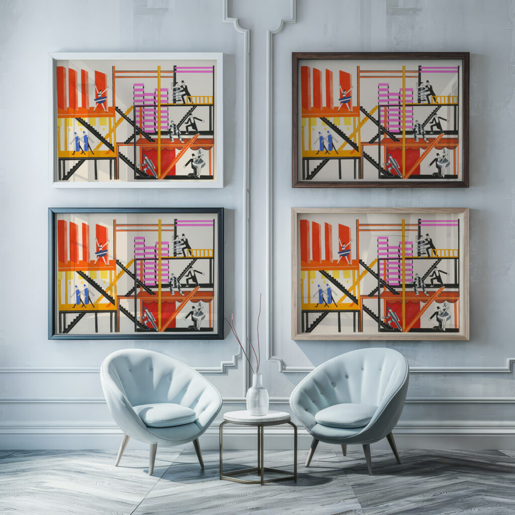 Maquettes de Theatre 4 1930 Alexandra Exter framed posters mockup