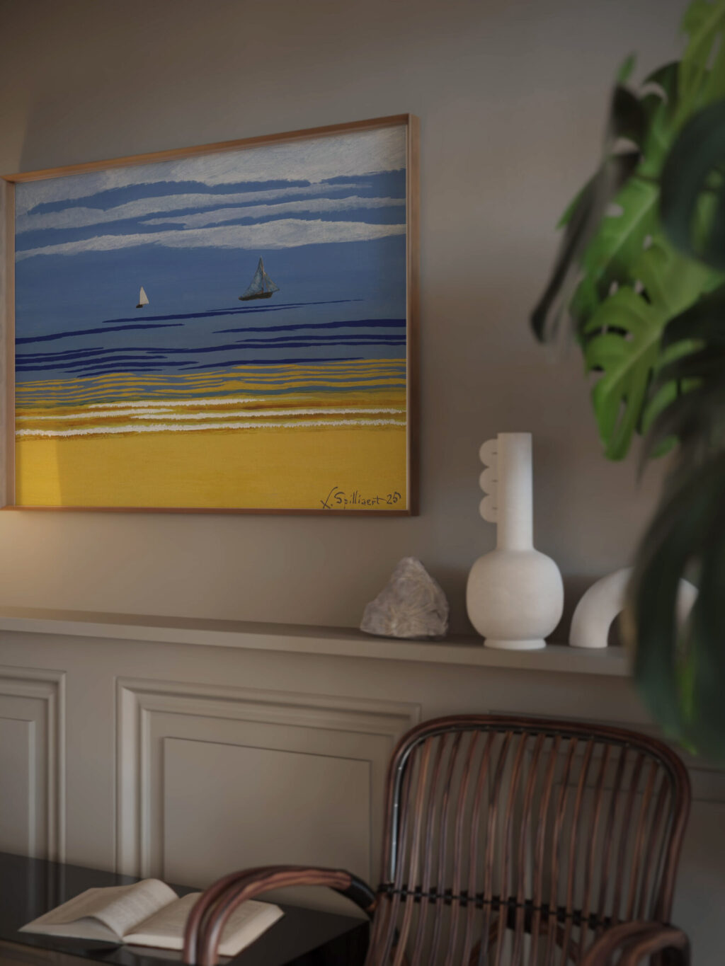 Marine avec bateaux a voiles 1925 Leon Spilliaert video mockup