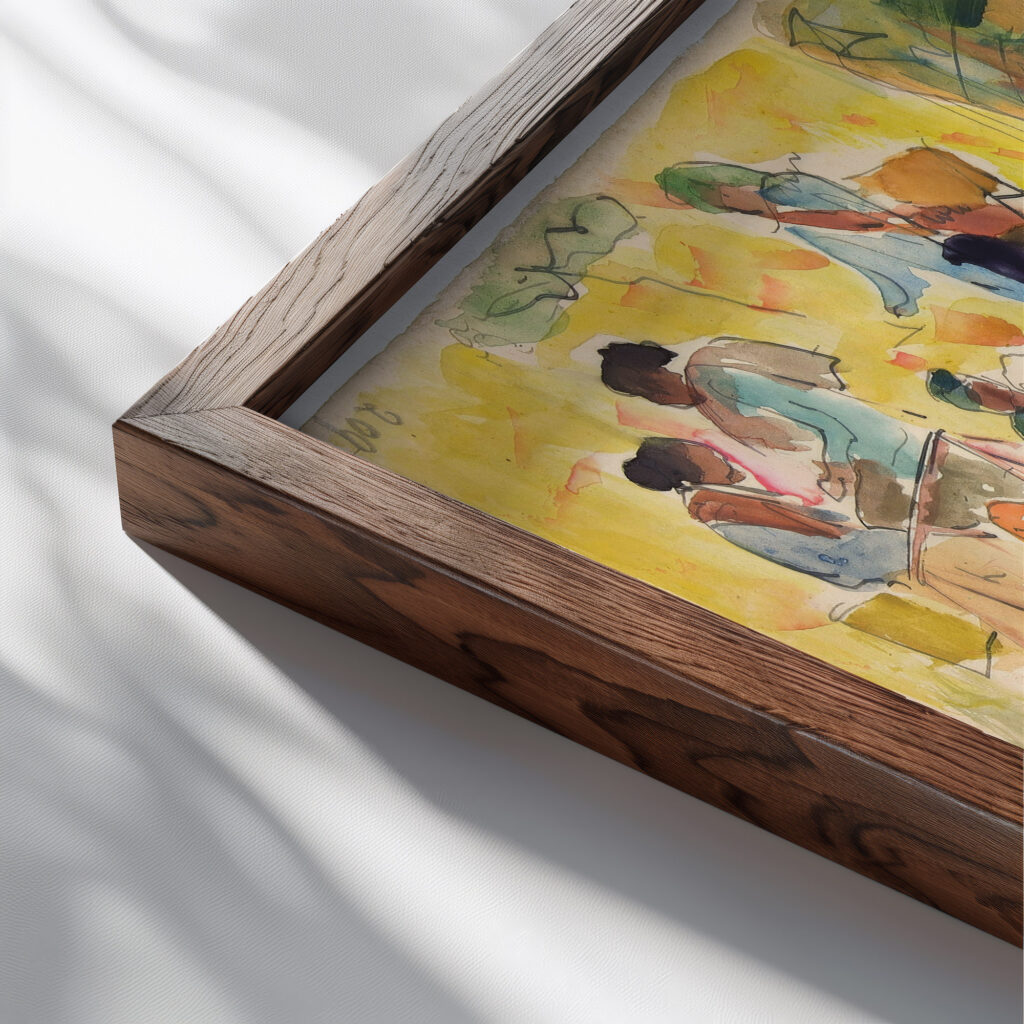 Markttafereel in Nederlands Indie 1886 1947 Pierre Jean Apol close up dark wood mockup