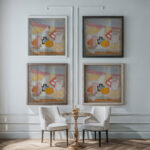 Martwa natura z pomarancza butelka i kalamarzem 1934 Sasza Blonder framed posters mockup