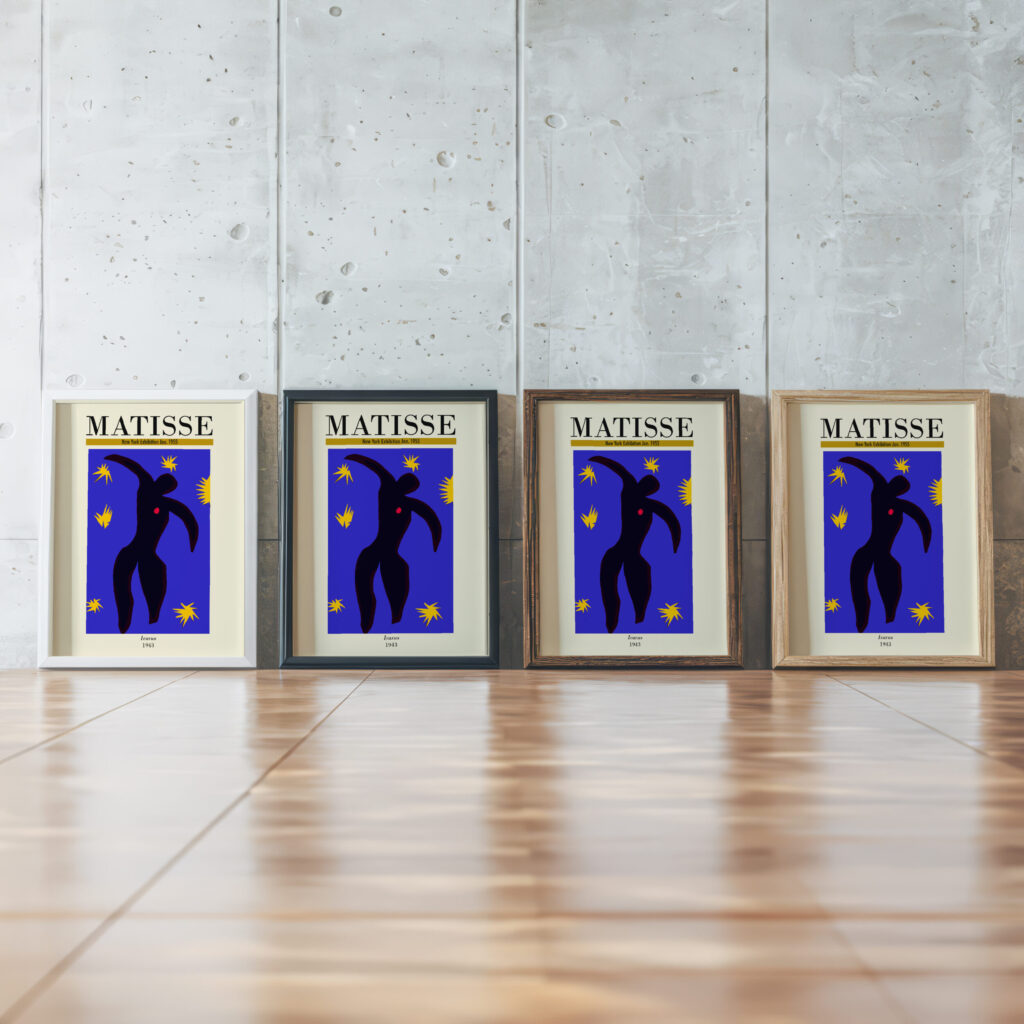 Matisse Icarus 1943 3x4 framed posters mockup