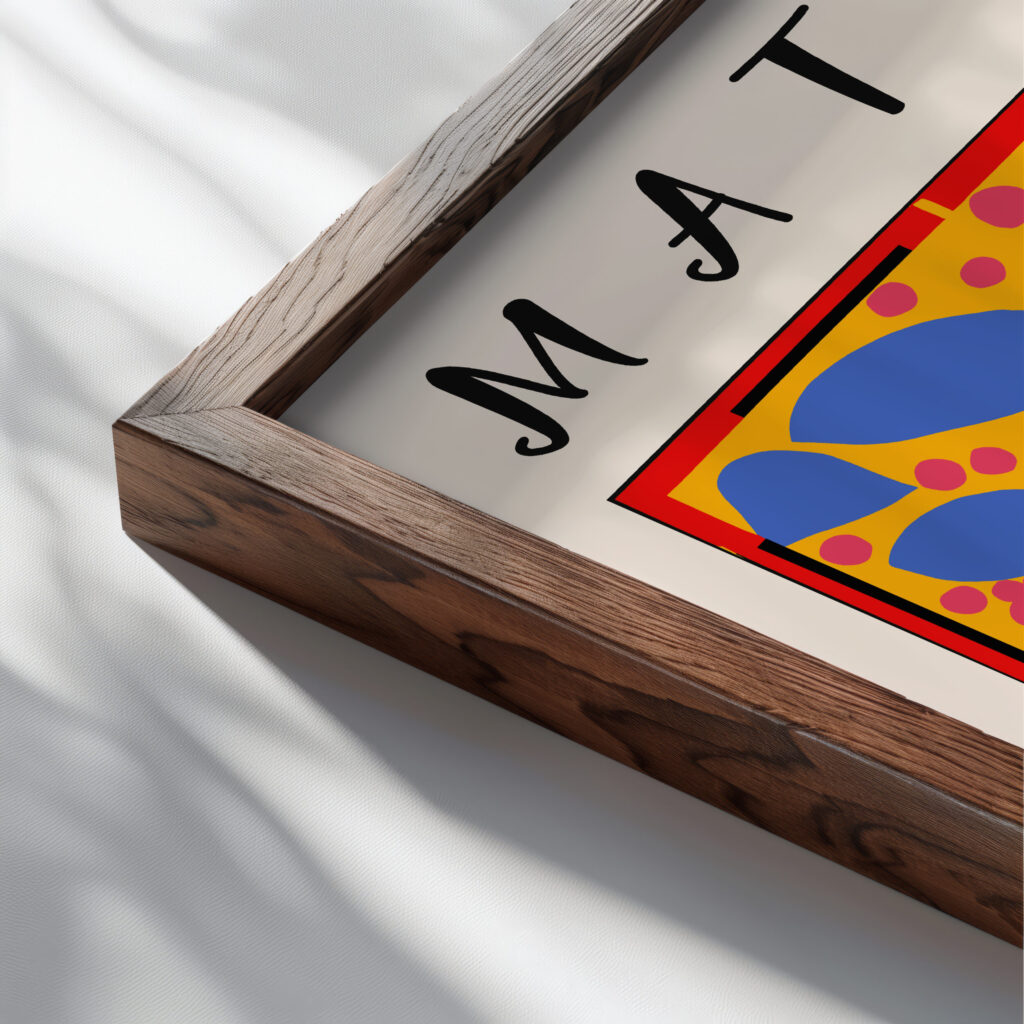 Matisse IvyInflower 1953.png mockup0 v3 close up dark wood mockup