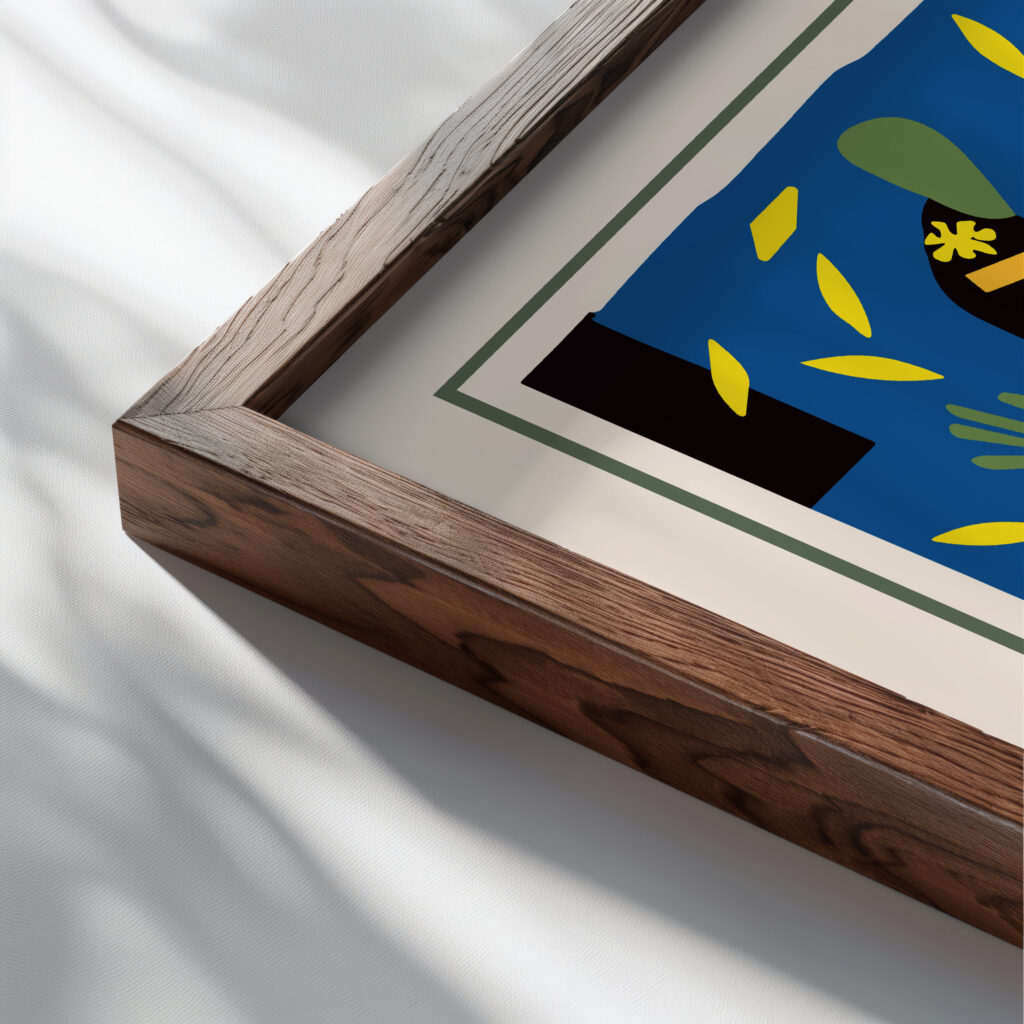 Matisse TheKingSadness 1952.png mockup0 close up dark wood mockup