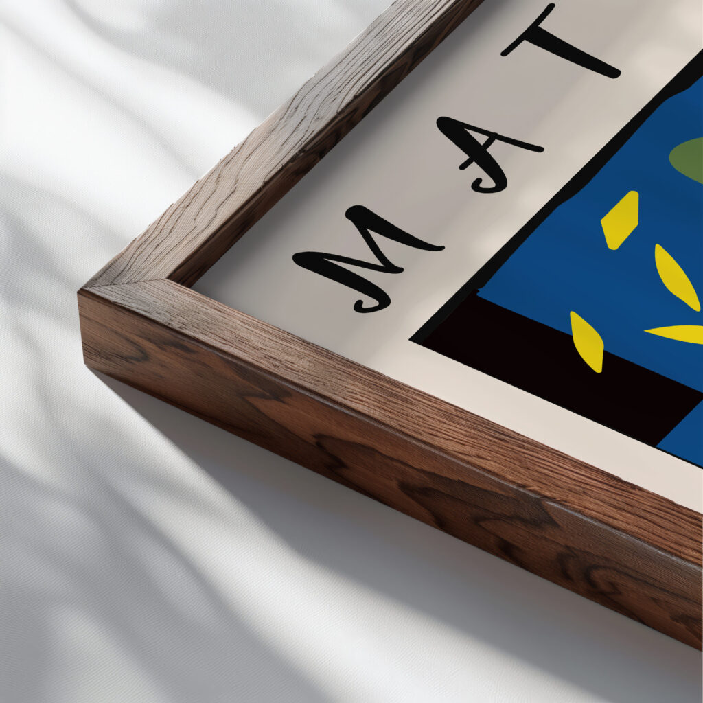 Matisse TheKingSadness 1952.png mockup0 v3 close up dark wood mockup