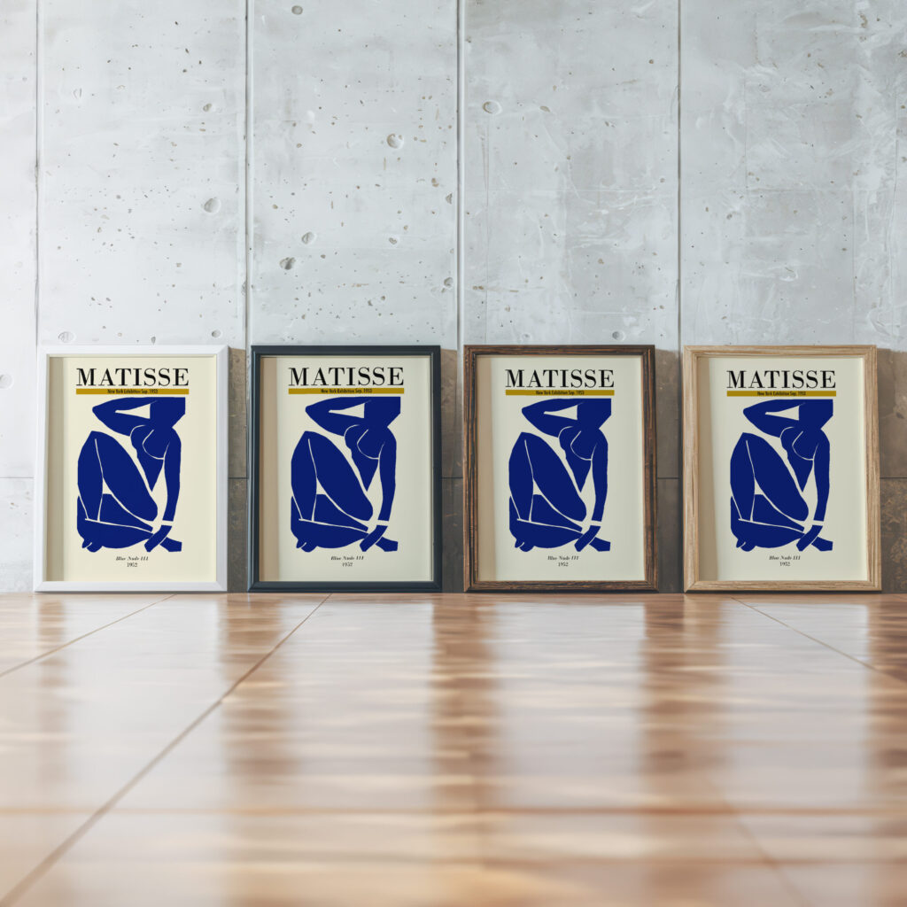Matisse bluenudeIII 1952 3x4 framed posters mockup