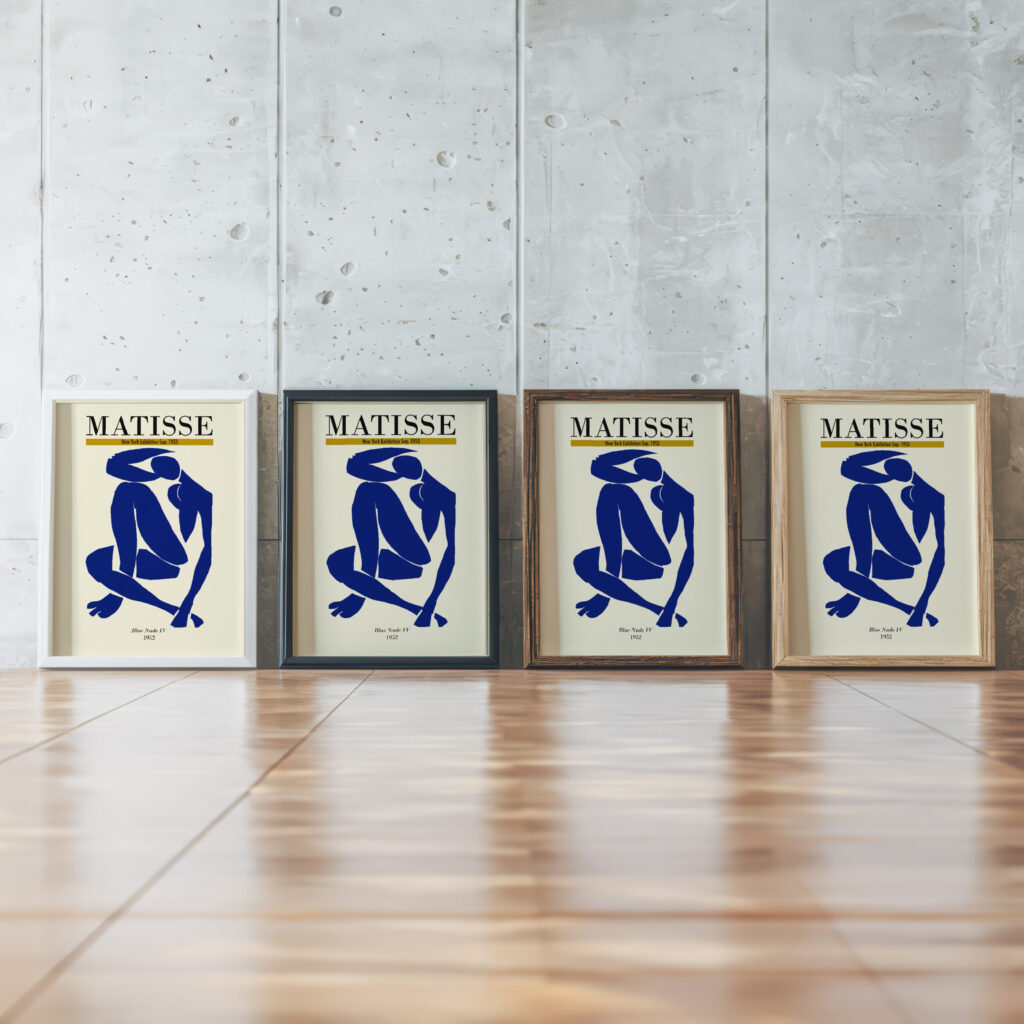 Matisse bluenudeIV 1952 3x4 framed posters mockup