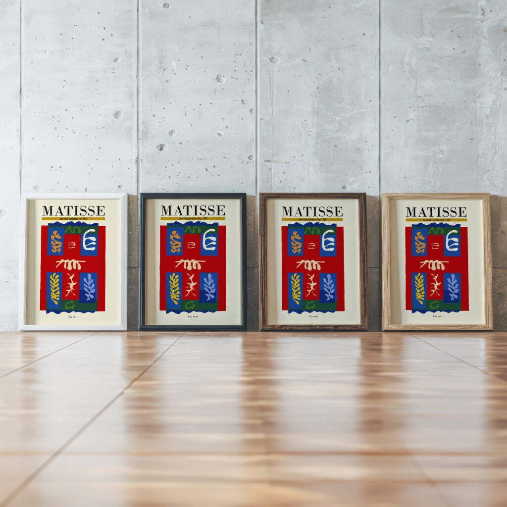 Matisse cutouts 3x4 framed posters mockup