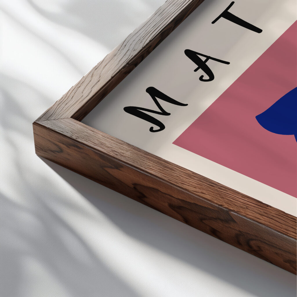 Matisse theflowinghair 1952.png mockup0 v3 close up dark wood mockup