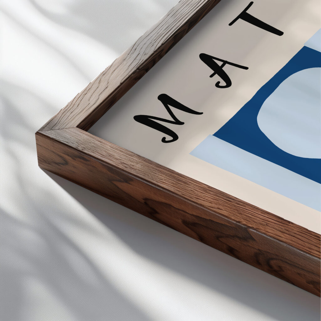 Matisse whitetorsobluetorso 1944.png mockup0 v3 close up dark wood mockup