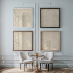 Matka s dietatom v perinke a s dvoma zenami 1938 Mikulas Galanda framed posters mockup