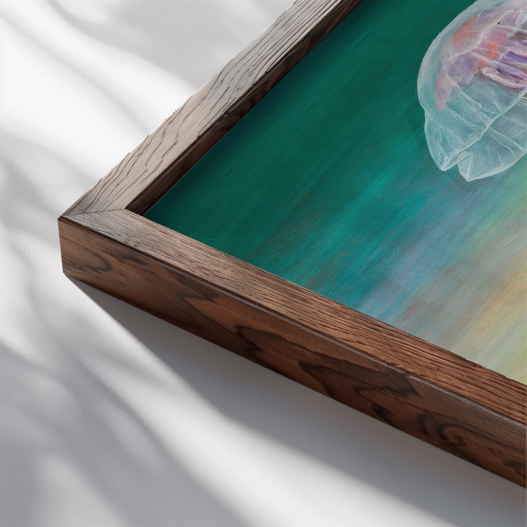 Medusa voladora 2013 Jose de Martin Simon close up dark wood mockup