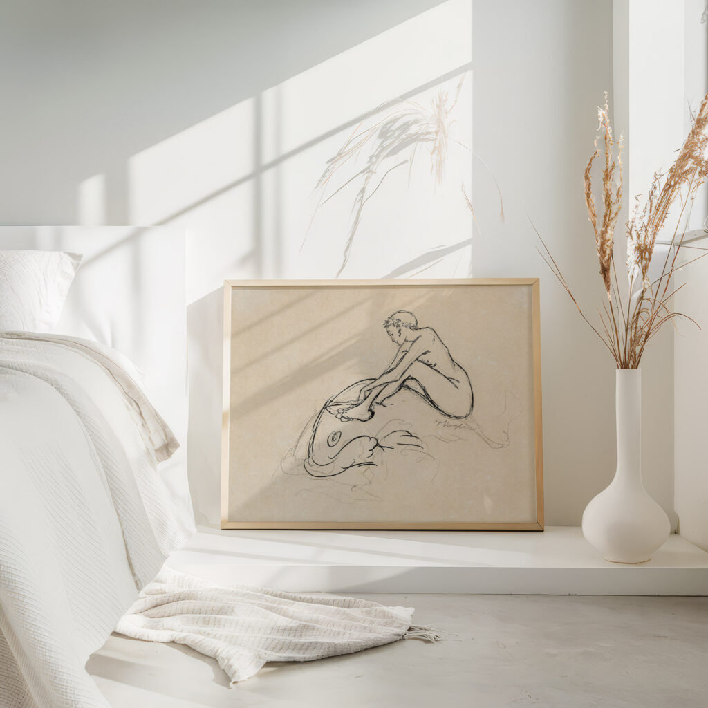 Meerjungfrau auf Fisch reitend 1910 Heinrich Vogeler 4 mockup