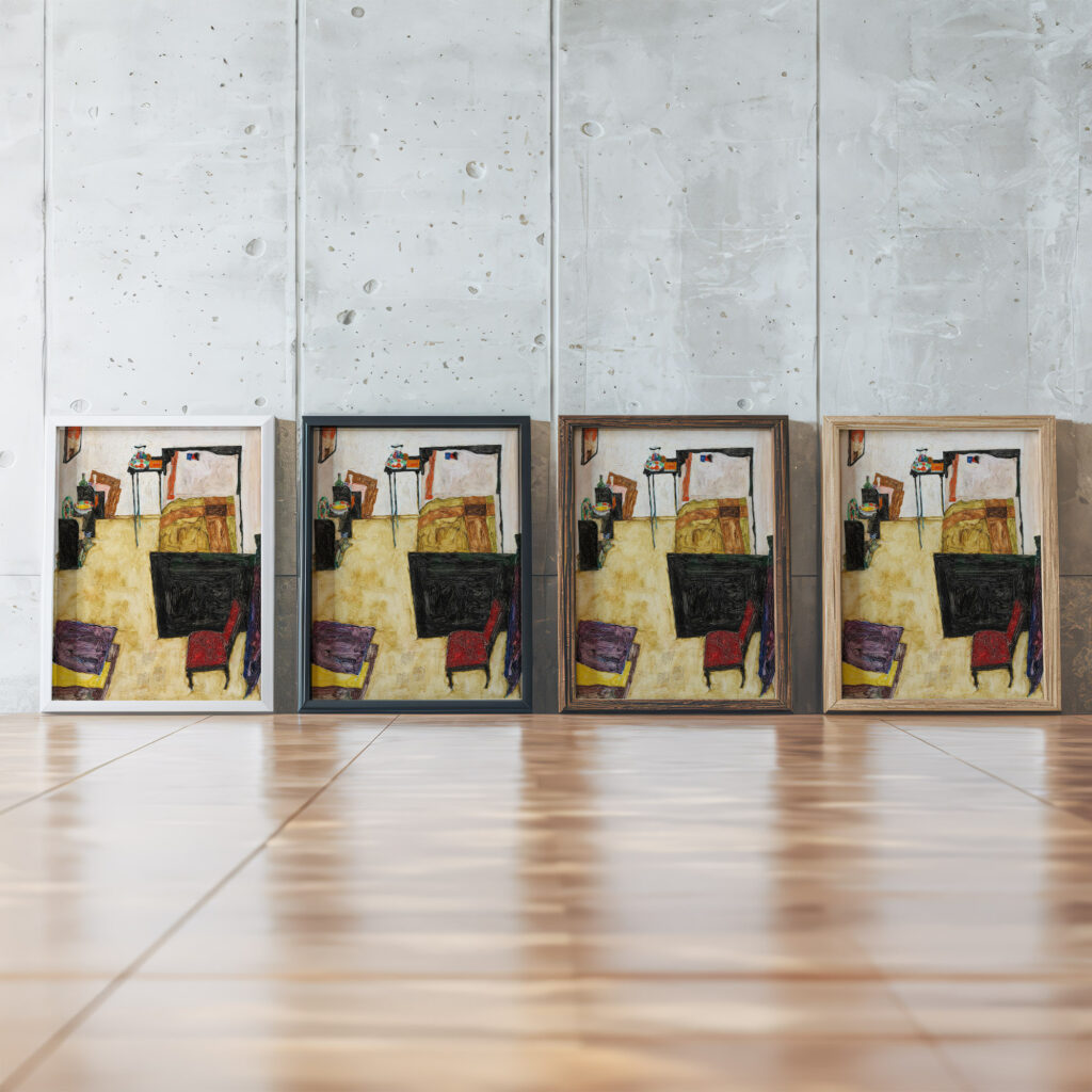 Mein Wohnzimmer Das Zimmer des Kunstlers in Neulengbach 1911 Egon Schiele framed posters mockup