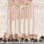 Menigte staande voor versierde gevel of monument 1874 Carel Adolph Lion Cachet 8 mockup