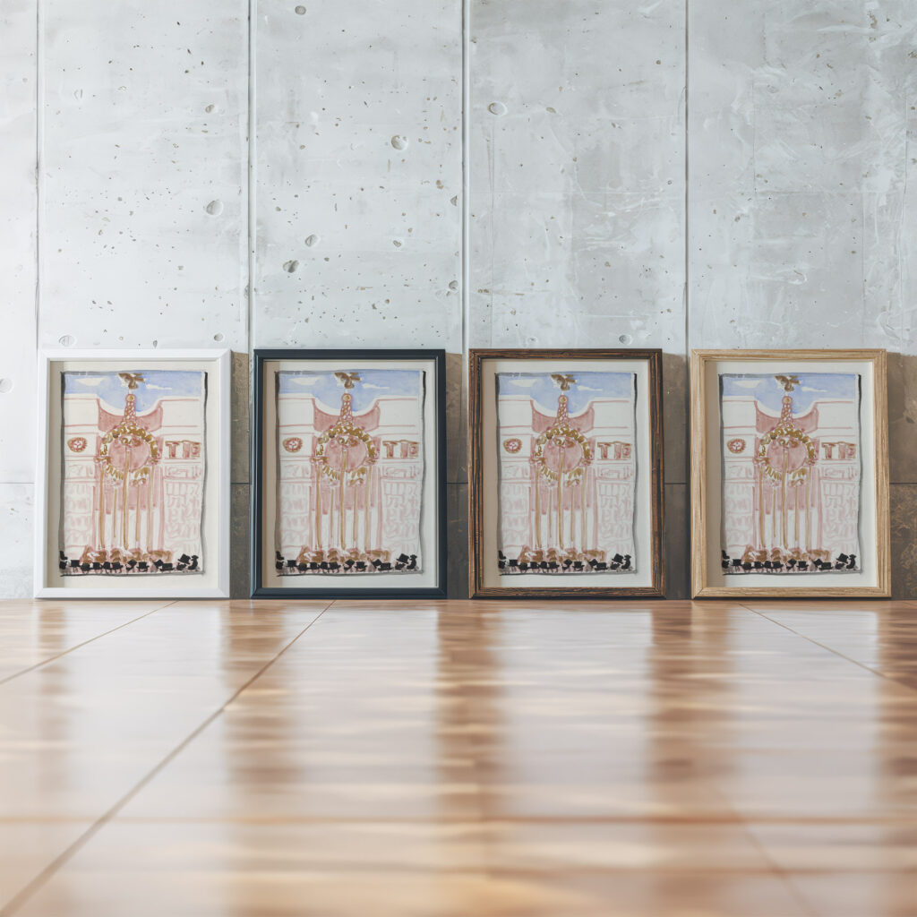 Menigte staande voor versierde gevel of monument 1874 Carel Adolph Lion Cachet framed posters mockup