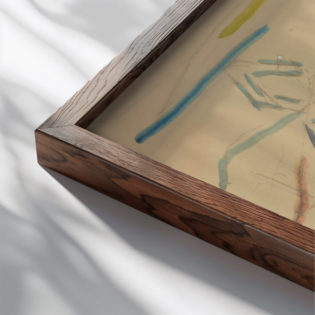 Mennesker og sol Ca. 1915 Edvard Munch close up dark wood mockup