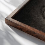 Mere embrassant son enfant Charles Angrand close up dark wood mockup