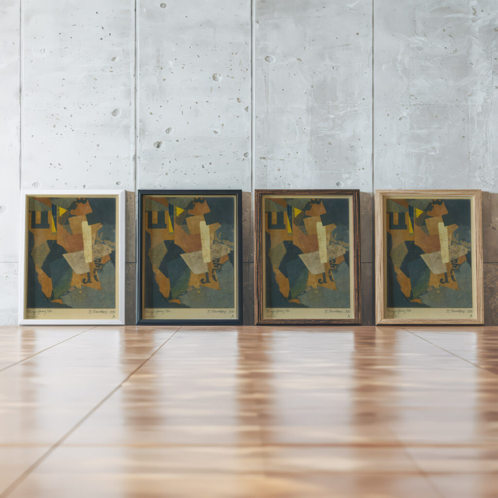 Merzzeichnung 231. Barbier. Merzdrawing 231. Barber. 1921 Kurt Schwitters framed posters mockup