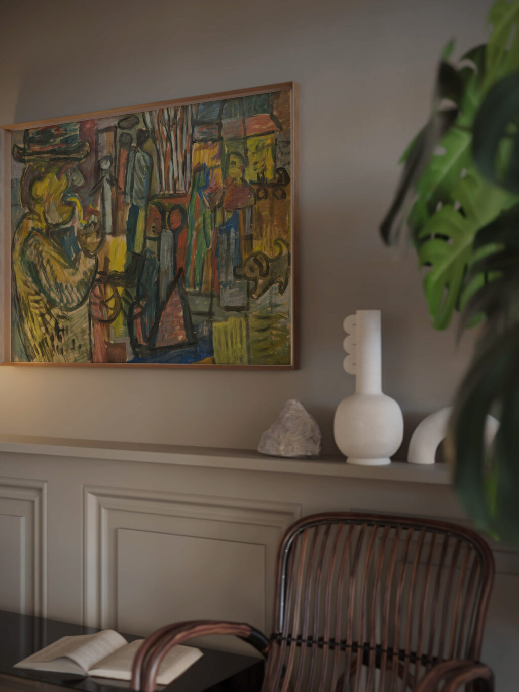 Mezczyzna z fajka na tle podworza 1936 Sasza Blonder video mockup