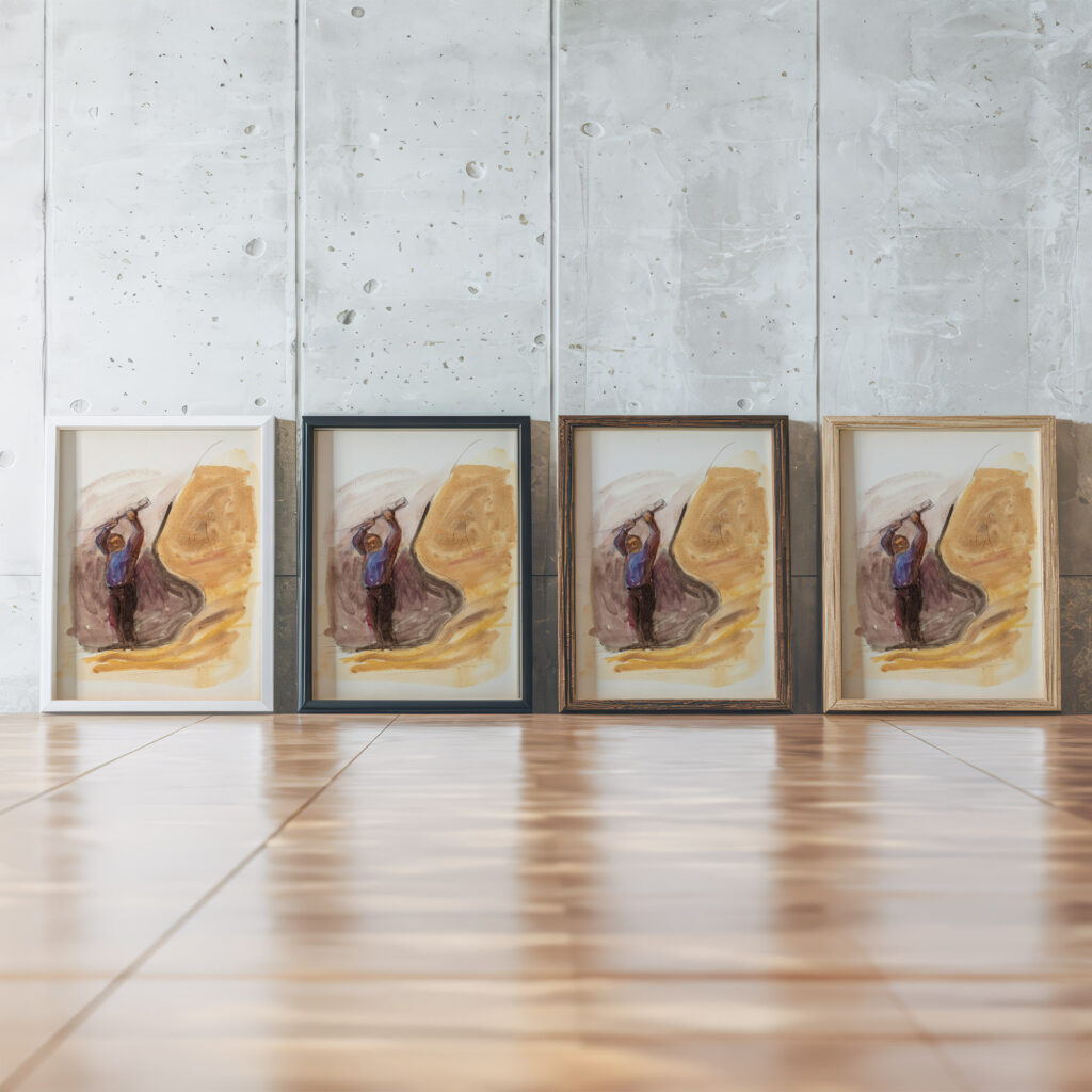 Mies ja tanko luonnos 1900 1905 Magnus Enckell framed posters mockup