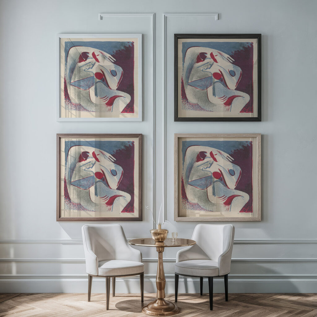 Milenci 1937 Mikulas Galanda framed posters mockup