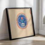 Miscellaneous small sketches for inlaid table tops.Design with blue and orange floral motif 1930 Winold Reiss 4 mockup