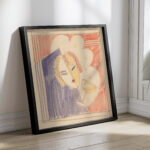 Miscellaneous small sketches for inlaid table tops.Design with female face and cocktail beverage 1930 Winold Reiss 4 mockup