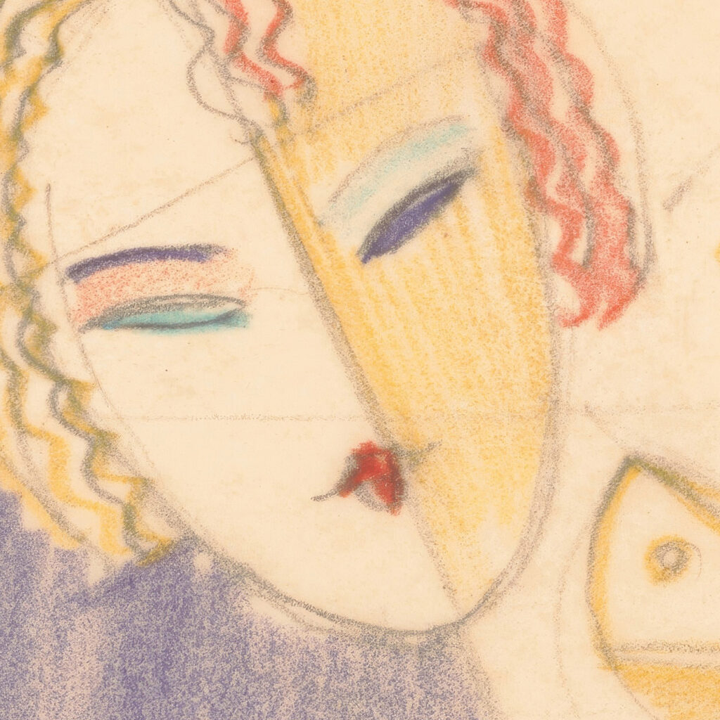 Miscellaneous small sketches for inlaid table tops.Design with female face and cocktail beverage 1930 Winold Reiss 8 mockup