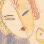 Miscellaneous small sketches for inlaid table tops.Design with female face and cocktail beverage 1930 Winold Reiss 8 mockup