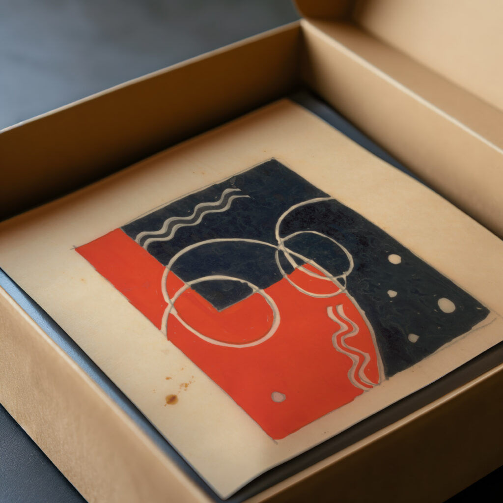 Miscellaneous small sketches for inlaid table tops.Design with geometric motif 1930 Winold Reiss video mockup