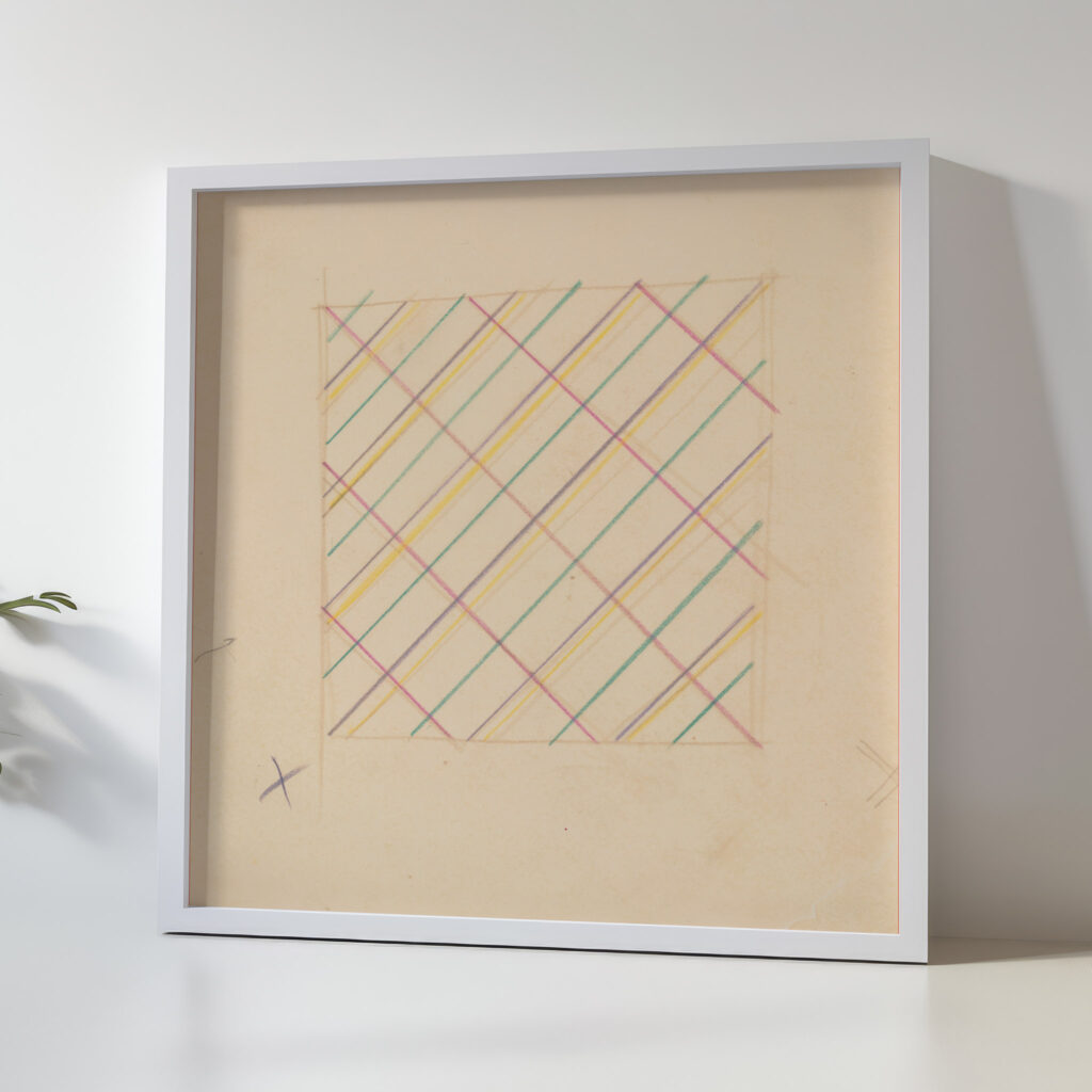 Miscellaneous small sketches for inlaid table tops.Design with lined grid motif 1930 Winold Reiss 5 mockup