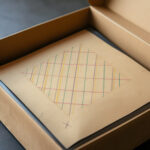 Miscellaneous small sketches for inlaid table tops.Design with lined grid motif 1930 Winold Reiss video mockup