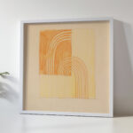 Miscellaneous small sketches for inlaid table tops.Design with orange and yellow geometric motif 1930 Winold Reiss 5 mockup