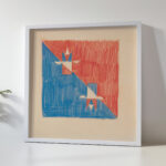 Miscellaneous small sketches for inlaid table tops.Design with red and blue cubic motif 1930 Winold Reiss 5 mockup