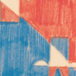 Miscellaneous small sketches for inlaid table tops.Design with red and blue cubic motif 1930 Winold Reiss 8 mockup