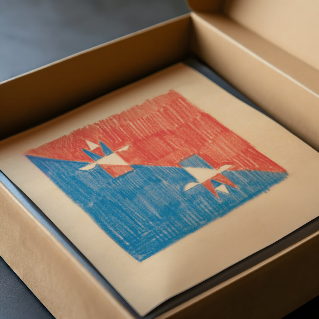 Miscellaneous small sketches for inlaid table tops.Design with red and blue cubic motif 1930 Winold Reiss video mockup