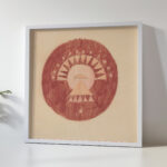 Miscellaneous small sketches for inlaid table tops.Design with red and orange circular motif 1930 Winold Reiss 5 mockup