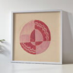 Miscellaneous small sketches for inlaid table tops.Design with red and pink circular motif 1930 Winold Reiss 5 mockup