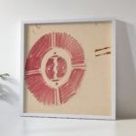 Miscellaneous small sketches for inlaid table tops.Design with red geometric motif 1930 Winold Reiss 5 mockup