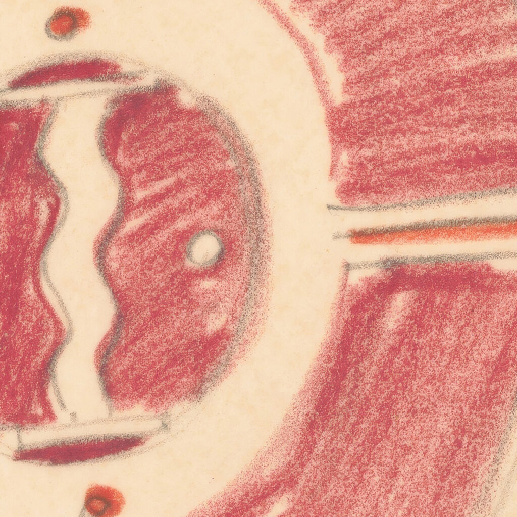 Miscellaneous small sketches for inlaid table tops.Design with red geometric motif 1930 Winold Reiss 8 mockup