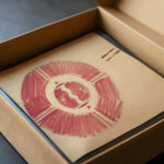 Miscellaneous small sketches for inlaid table tops.Design with red geometric motif 1930 Winold Reiss video mockup