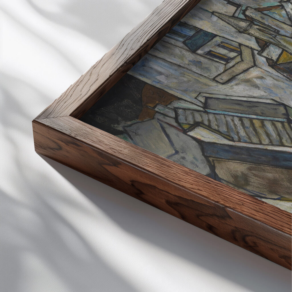 Modling II 1918 Egon Schiele close up dark wood mockup