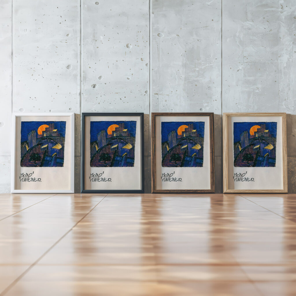 Mond around 1921 Karl Wiener framed posters mockup