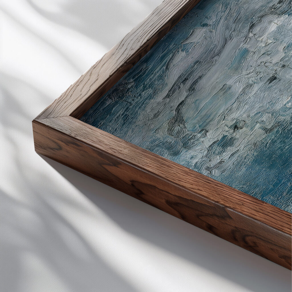 Mondnacht am Murufer in Graz 1928 Wilhelm Thony close up dark wood mockup