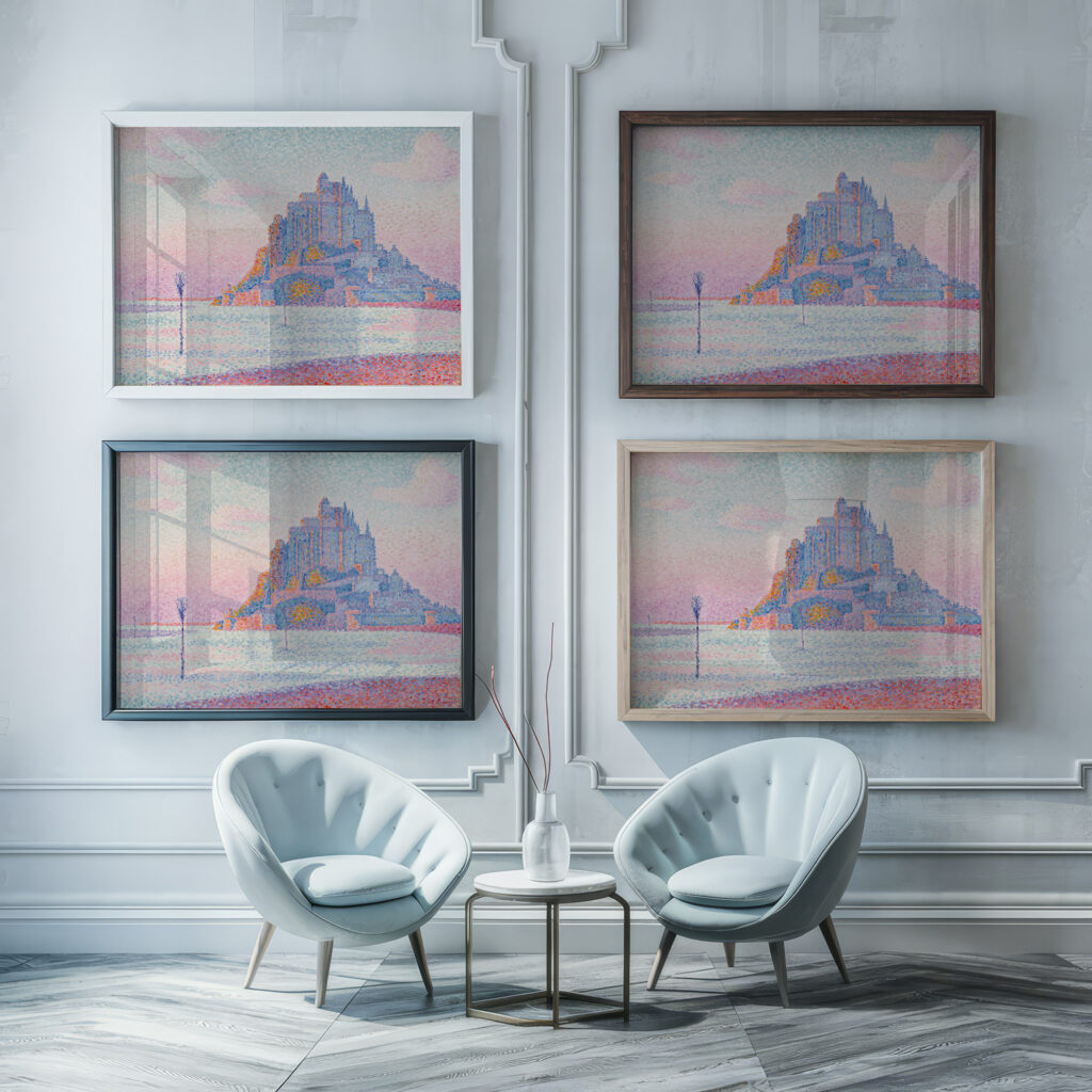Mont Saint Michel Setting Sun 1897 Paul Signac framed posters mockup