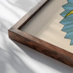 Moon and stars lantern design ca 1880 Unknown close up dark wood mockup