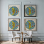 Moon and stars lantern design ca 1880 Unknown framed posters mockup